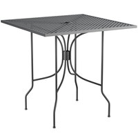 Lancaster Table & Seating Harbor Black 30" Square Dining Height Powder-Coated Steel Mesh Table with Ornate Legs