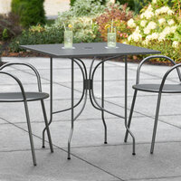 Lancaster Table & Seating Harbor Black 30 inch Square Dining Height Powder-Coated Steel Mesh Table with Ornate Legs