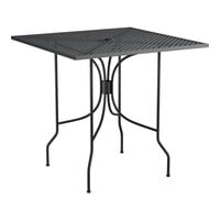 Lancaster Table & Seating Harbor Black 30 inch Square Outdoor Standard Height Table with Ornate Legs