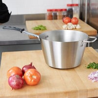 Vollrath 78471 7 Qt. Stainless Steel Tapered Sauce Pan with TriVent Black Silicone Handle