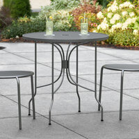 Lancaster Table & Seating Harbor Black 30 inch Round Dining Height Powder-Coated Steel Mesh Table with Ornate Legs