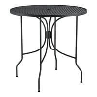 Lancaster Table & Seating Harbor Black 30 inch Round Outdoor Standard Height Table with Ornate Legs
