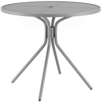 Lancaster Table & Seating Harbor Gray 36" Round Dining Height Powder-Coated Steel Mesh Table with Modern Legs