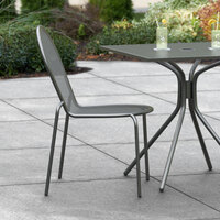 Lancaster Table & Seating Harbor Black Powder Coated Steel Stackable Outdoor Side Chair