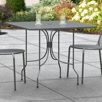 Lancaster Table & Seating Harbor Black 36 inch Square Dining Height Powder-Coated Steel Mesh Table with Ornate Legs