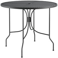 Lancaster Table & Seating Harbor Black 36 inch Round Outdoor Standard Height Table with Ornate Legs