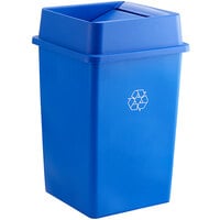Lavex 35 Gallon Blue Square Recycle Bin with Swing Lid