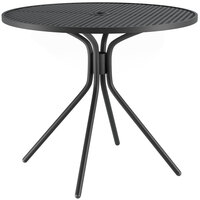 Lancaster Table & Seating Harbor Black 36" Round Dining Height Powder-Coated Steel Mesh Table with Modern Legs