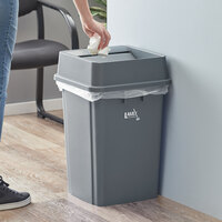 Lavex Janitorial 19 Gallon Gray Square Trash Can with Swing Lid