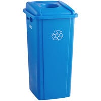 Lavex 23 Gallon Blue Square Recycle Bin with Bottle / Can Lid
