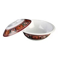 Thunder Group 8010TP Peacock 2.34 Qt. Round Melamine Serving Bowl with Lid - 10"