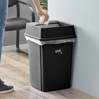 Lavex Janitorial 19 Gallon Black Square Trash Can with Swing Lid