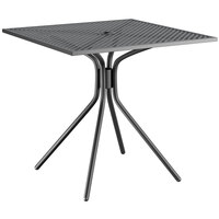 Lancaster Table & Seating Harbor Black 30" Square Dining Height Powder-Coated Steel Mesh Table with Modern Legs