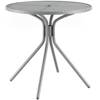 Lancaster Table & Seating Harbor Gray 30 inch Round Dining Height Powder-Coated Steel Mesh Table with Modern Legs