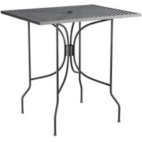 Lancaster Table & Seating Harbor Black 24 inch x 30 inch Rectangular Dining Height Powder-Coated Steel Mesh Table with Ornate Legs