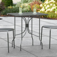 Lancaster Table & Seating Harbor Black 24 inch x 30 inch Rectangular Outdoor Standard Height Table with Ornate Legs
