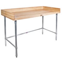 John Boos & Co. DNB06 Wood Top Baker's Table with Galvanized Base - 24 inch x 120 inch