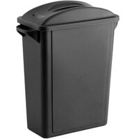 Lavex Janitorial 16 Gallon Black Slim Rectangular Trash Can with Flat Lid