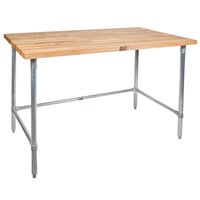 John Boos & Co. HNB04A Wood Top Work Table with Galvanized Base - 24" x 84"