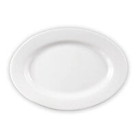 CAC RCN-81 Clinton 18 inch x 12 1/2 inch Bright White Rolled Edge Oval Porcelain Platter - 6/Case
