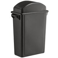 Lavex 16 Gallon Black Slim Rectangular Trash Can with Dome Swing Lid