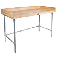 John Boos & Co. DSB14A Wood Top Baker's Table with Stainless Steel Base - 36 inch x 108 inch