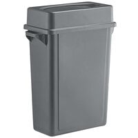 Lavex Janitorial 16 Gallon Gray Slim Rectangular Trash Can with Drop Shot Lid