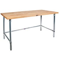 John Boos & Co. JNB03 Wood Top Work Table with Galvanized Base - 24" x 60"