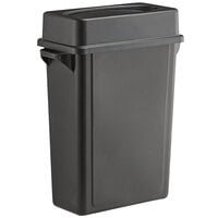 Lavex 16 Gallon Black Slim Rectangular Trash Can with Drop Shot Lid