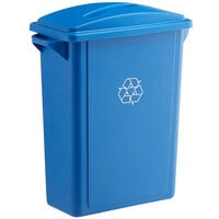 Lavex Janitorial 16 Gallon Blue Slim Rectangular Recycle Bin with Paper Slot Lid