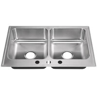Just Manufacturing DL-2233-A-3 2 Compartment Stainless Steel Drop-In Sink Bowl - 14 inch x 16 inch x 7 1/2 inch