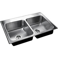 Just Manufacturing DL-1933-A-3 2 Compartment Stainless Steel Drop-In Sink Bowl - 14 inch x 14 inch x 7 1/2 inch
