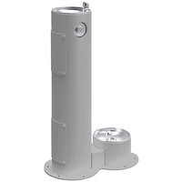 Zurn Elkay LK4400DBFRKGRY Gray Non-Filtered Freeze Resistant Outdoor Pedestal Drinking Fountain with Pet Station - Non-Refrigerated