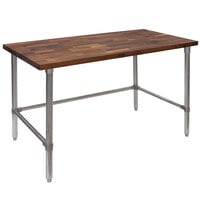 John Boos & Co. WAL-JNB02-O Walnut Wood Top Work Table with Galvanized Base - 24 inch x 48 inch