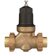 Zurn 112-NR3XLDUC 1 1/2 inch Double Union Copper Sweat Connection Water Pressure Reducing Valve with Integral By-Pass Check Valve and Strainer