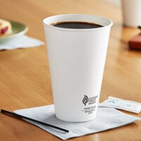 Dart DWTG16W ThermoGuard 16 oz. Double Wall Insulated White Paper Hot Cup - 600/Case