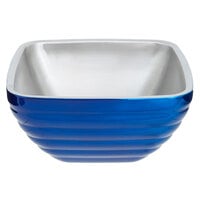 Vollrath 4761925 24 oz. Stainless Steel Double Wall Cobalt Blue Square Beehive Serving Bowl