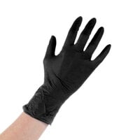 Lavex Powder-Free Disposable Black Hybrid 3.5 Mil Thick Gloves - Extra Large - 100/Box