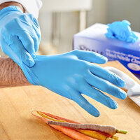Noble Products 3 Mil Thick Blue Hybrid Powder-Free Gloves - Large - Box of 100