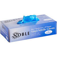Noble Products 3 Mil Thick Blue Hybrid Powder-Free Gloves - Medium - Box of 100