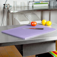 24 inch x 18 inch x 1/2 inch Purple Polyethylene Cutting Board