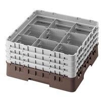 Cambro 9S958167 Brown Camrack Customizable 9 Compartment 10 1/8" Glass Rack
