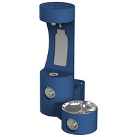 Zurn Elkay LK4408BFBLU Blue Non-Filtered Outdoor Wall Mount Bottle Filling Station with Drinking Fountain - Non-Refrigerated