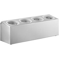 Choice Four Hole Stainless Steel Flatware Organizer with White Perforated Plastic Cylinders