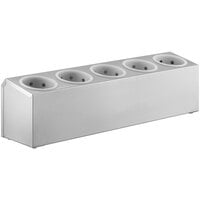 Choice Five Hole Stainless Steel Flatware Organizer with White Perforated Plastic Cylinders