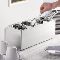 Choice Four Hole Stainless Steel Flatware Organizer with Perforated Stainless Steel Cylinders