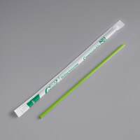 EcoChoice 7 3/4 inch Green Jumbo Compostable Wrapped PLA Straw - 400/Pack