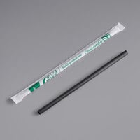EcoChoice 7 3/4 inch Black Giant Compostable Wrapped PLA Straw - 7200/Case