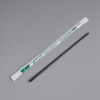 EcoChoice 7 3/4" Black Jumbo Compostable Wrapped PLA Straw - 400/Pack