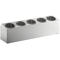 Choice Five Hole Stainless Steel Flatware Organizer with Perforated Stainless Steel Cylinders